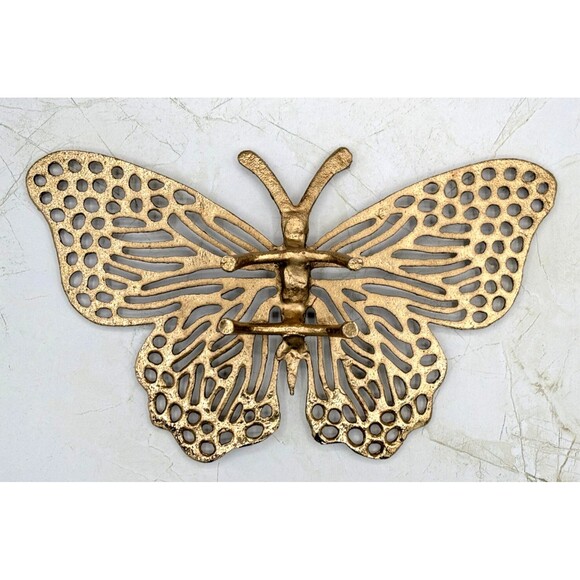 Aluminum Metal Filligree Butterfly Trivet Champagne Gold Tone Hot Plate NEW! - Picture 9 of 13